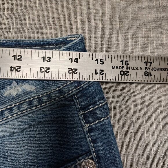 Miss Me Jeans Womens Size 28 Mid Signature Crop Distressed Embellished JE8443C - Picture 4 of 14